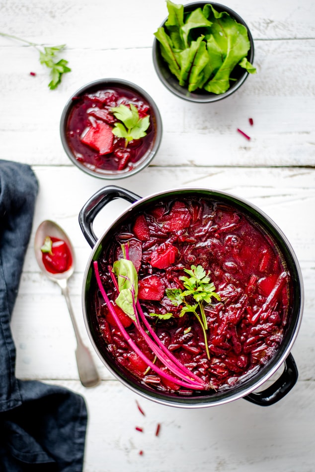 BEETROOT SOUP WITH COURGETTE PESTO