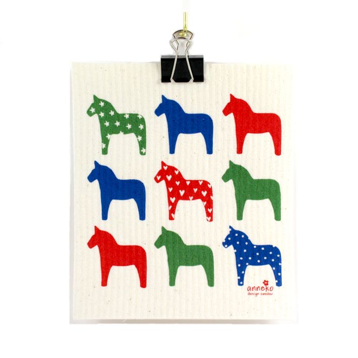 Gift Set Kitchen Towel & Dish Cloth Dala Horses