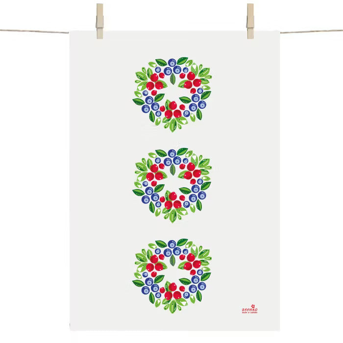 Anneko Design Sweden Tea Towel Berry Wreaths