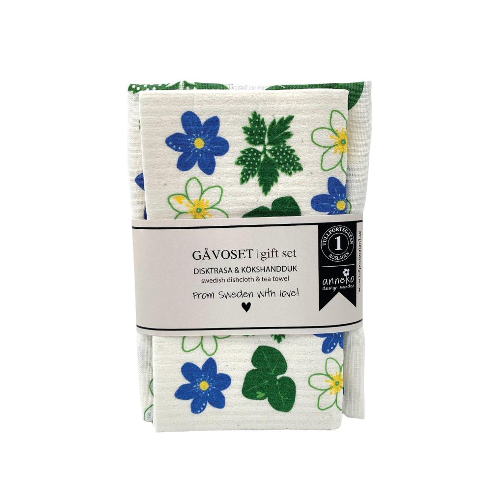 Gift Set Kitchen Towel & Dish Cloth Spring Flowers