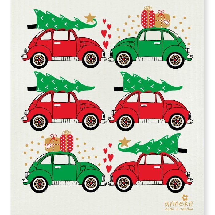 Dish Cloth and Kitchen Towel Christmas Cars