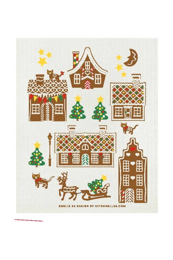 Gingerbread Houses Dishcloth