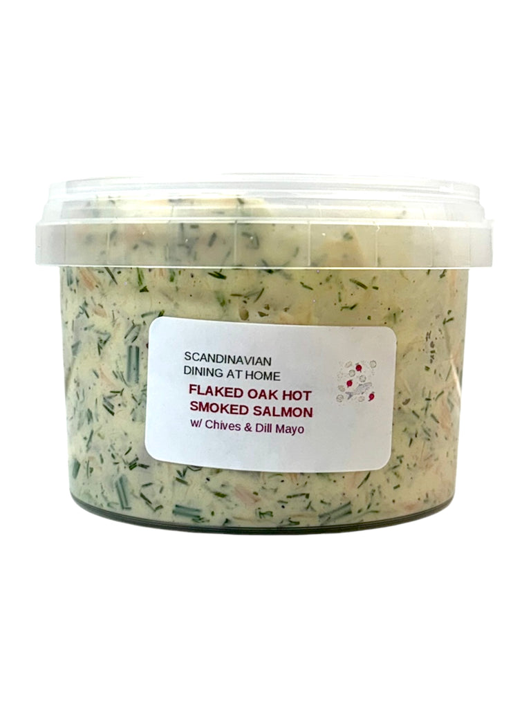 Köket Flaked Oak Hot Smoked Salmon with Chives and Dill Creme Fraiche