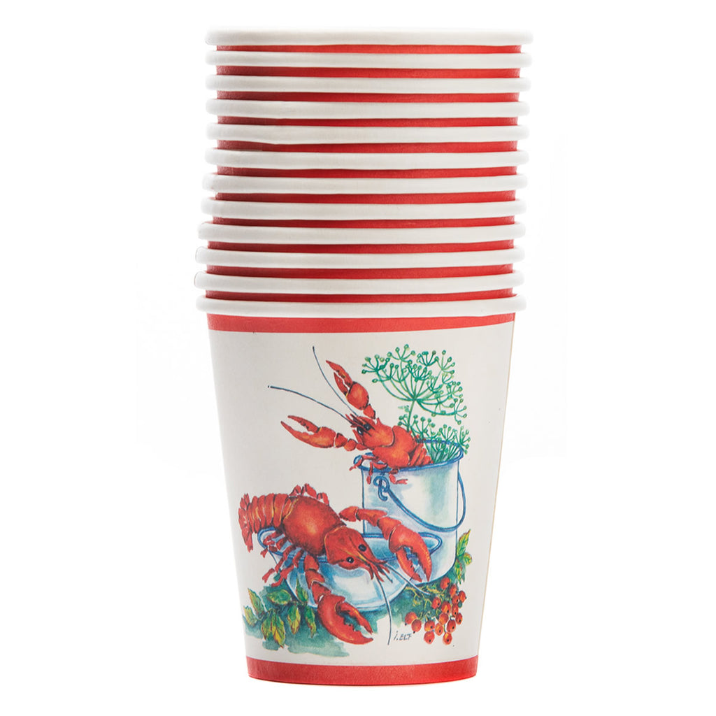 Crayfish party paper cups (pack of 12)