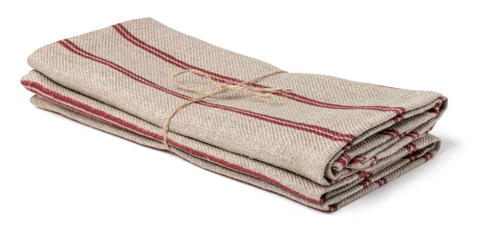Towel 2-Pack Linåker - Natural/Red