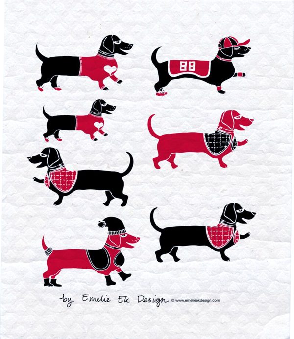 Molly Dachshunds Red Dishcloth