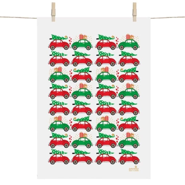 Dish Cloth and Kitchen Towel Christmas Cars