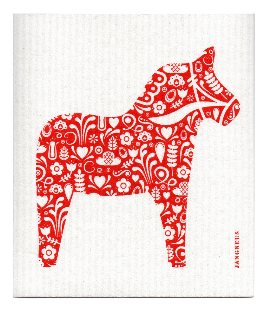Red Dala Horse Dishcloth