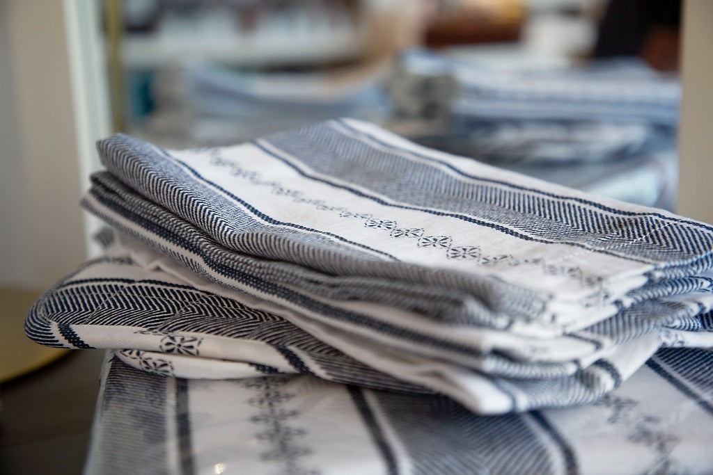 Kitchen Towel Bolster White/Navy