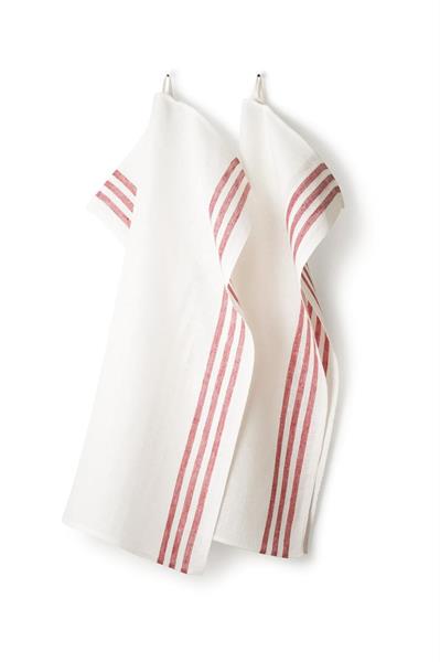 Towel 2-Pack Diagonal - Offwhite/Red