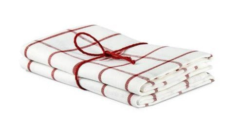 Towel 2-Pack Köksruta - Offwhite/Red